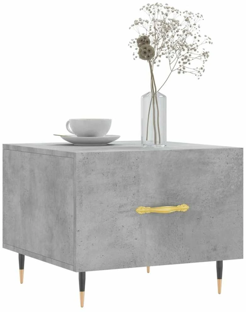 Kavos staliukas, betono pilkas, 50x50x40cm, apdirbta mediena