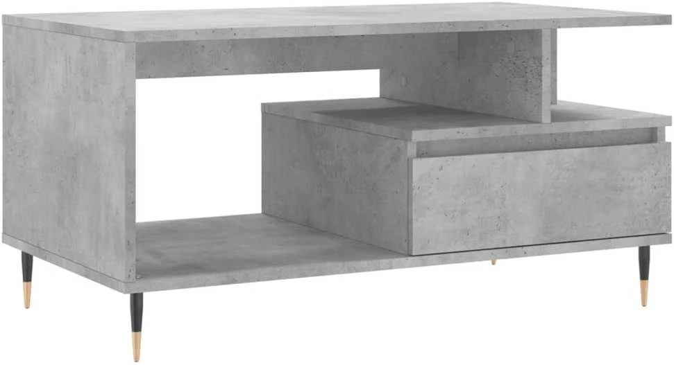 Kavos staliukas, betono pilkas, 90x49x45cm, apdirbta mediena
