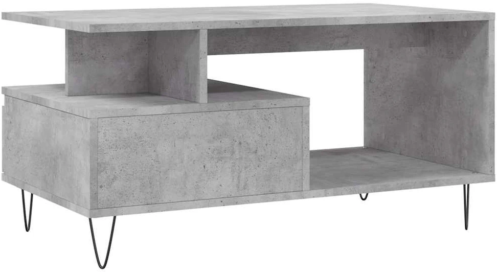 Kavos staliukas, betono pilkas, 90x49x45cm, apdirbta mediena