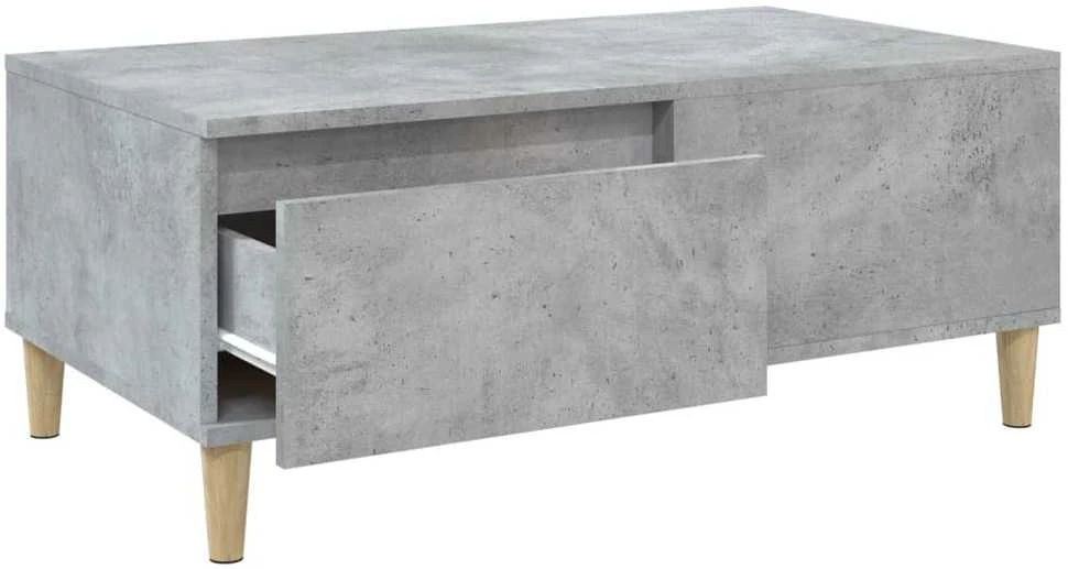 Kavos staliukas, betono pilkas, 90x50x36,5cm, apdirbta mediena