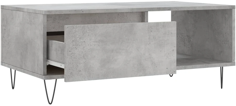 Kavos staliukas, betono pilkas, 90x50x36,5cm, apdirbta mediena