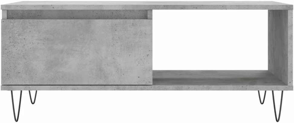Kavos staliukas, betono pilkas, 90x50x36,5cm, apdirbta mediena