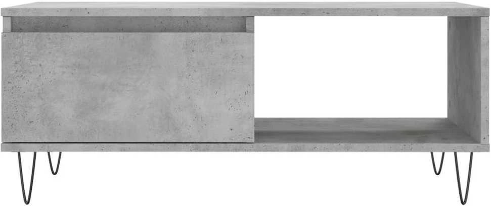 Kavos staliukas, betono pilkas, 90x50x36,5cm, apdirbta mediena