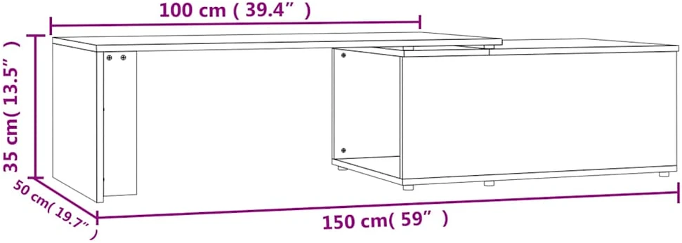Kavos staliukas, betono pilkos spalvos, 150x50x35cm, MDP