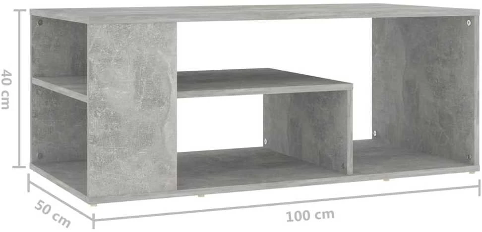 Kavos staliukas, betono pilkas, 100x50x40cm, apdirbta mediena
