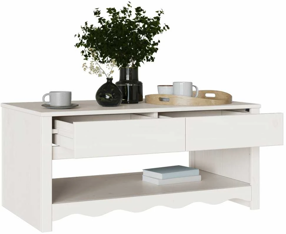 Kavos staliukas su stalčių Drammen Balta 99 x 55 x 45 cm