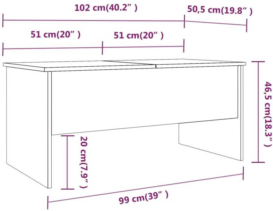 Kavos staliukas, dūminio ąžuolo, 102x50,5x46,5cm, mediena