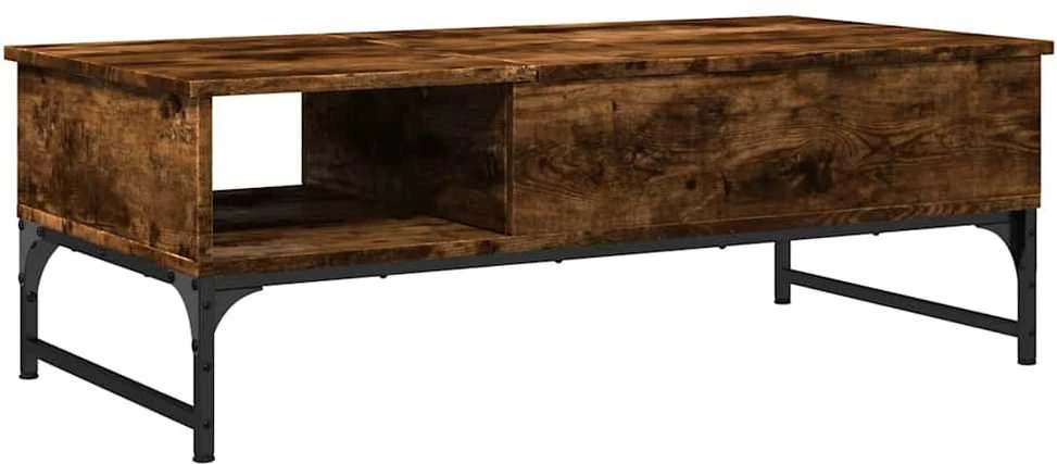 Kavos staliukas, dūminis, 100x50x35cm, apdirbta mediena/metalas