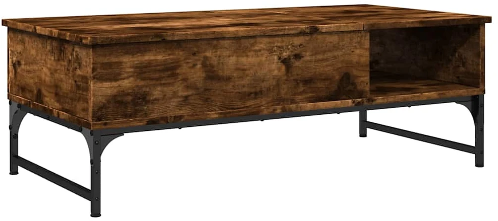 Kavos staliukas, dūminis, 100x50x35cm, apdirbta mediena/metalas