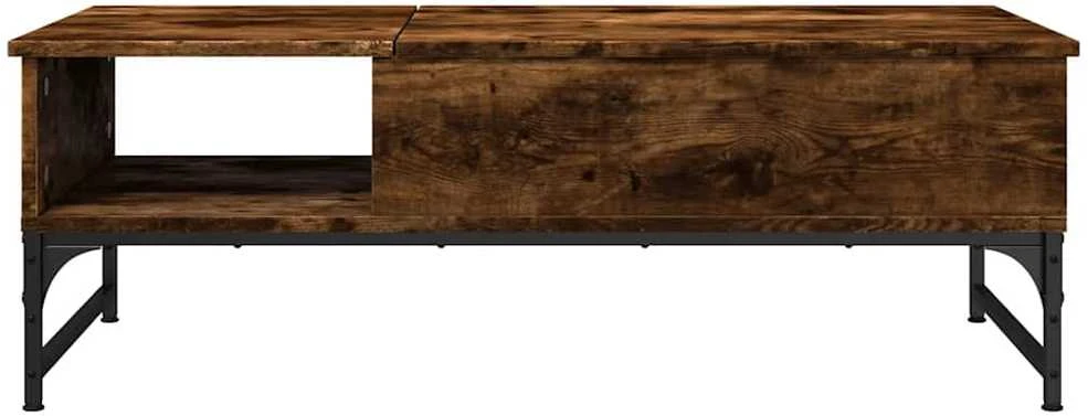 Kavos staliukas, dūminis, 100x50x35cm, apdirbta mediena/metalas