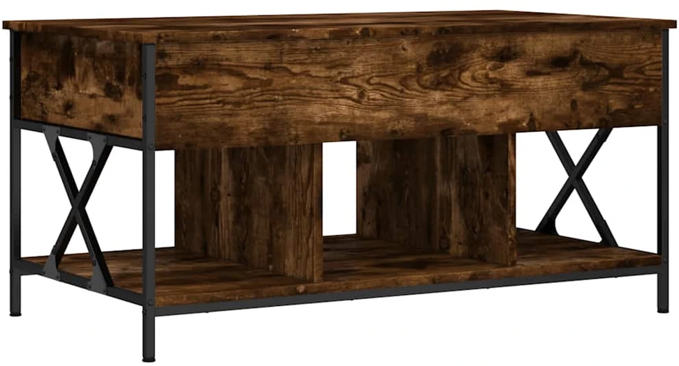 Kavos staliukas, dūminis, 100x55x50cm, apdirbta mediena/metalas