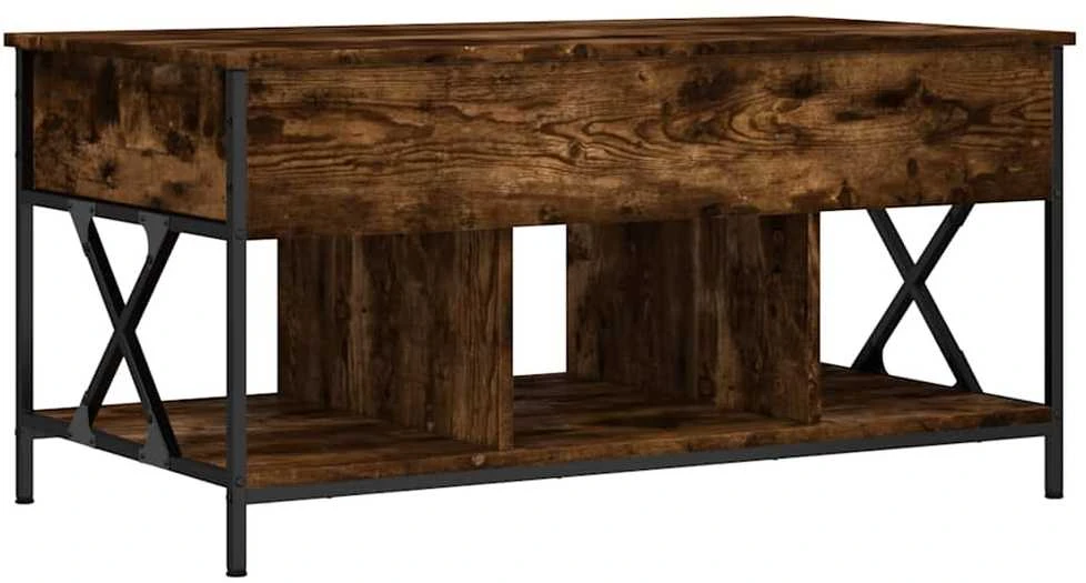 Kavos staliukas, dūminis, 100x55x50cm, apdirbta mediena/metalas