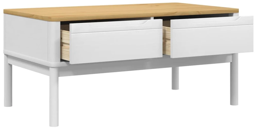 Kavos staliukas FLORO, baltas, 99x55,5x45cm, pušies masyvas