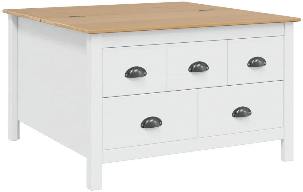 Kavos staliukas HILL Balta ir medaus ruda 79.5 x 79.5 x 49 cm
