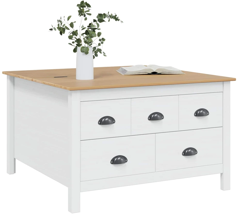 Kavos staliukas HILL Balta ir medaus ruda 79.5 x 79.5 x 49 cm