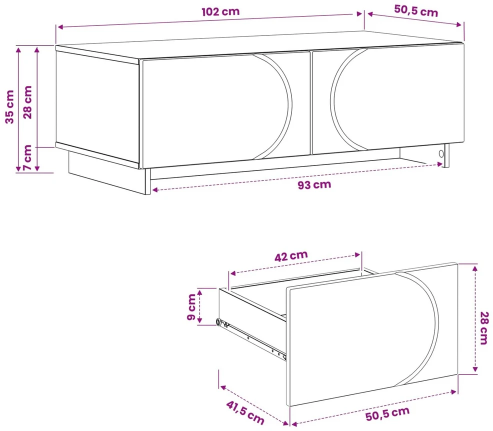 Kavos staliukas Juoda 102 x 50,5 x 35 cm Apdirbta mediena