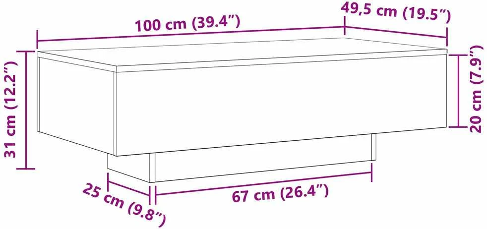 Kavos staliukas Juodas ąžuolas 100 x 49,5 x 31 cm