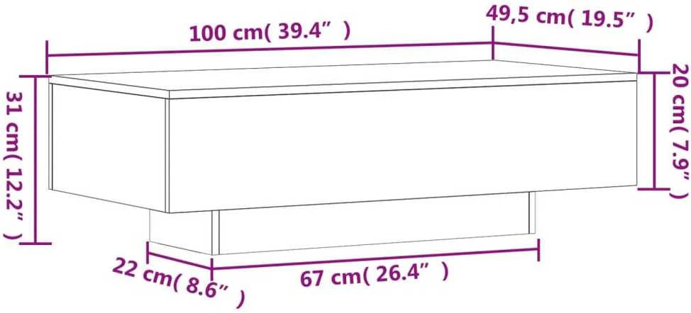 Kavos staliukas, juodas, 100x49,5x31cm, apdirbta mediena