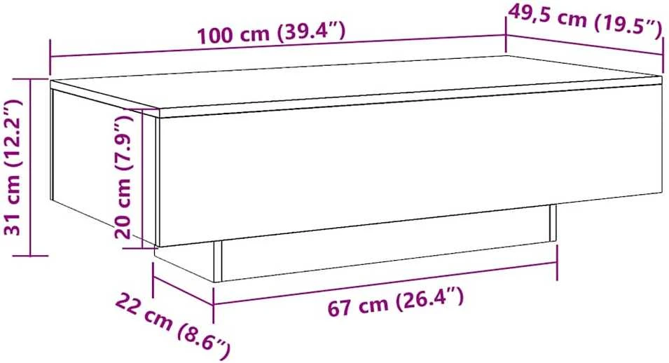 Kavos staliukas, juodas, 100x49,5x31cm, apdirbta mediena