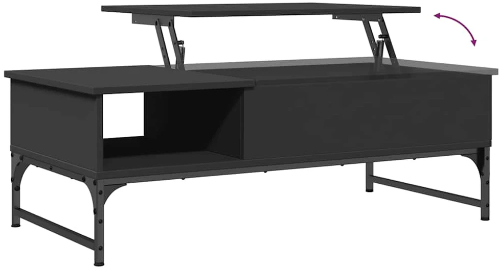 Kavos staliukas, juodas, 100x50x35cm, apdirbta mediena/metalas