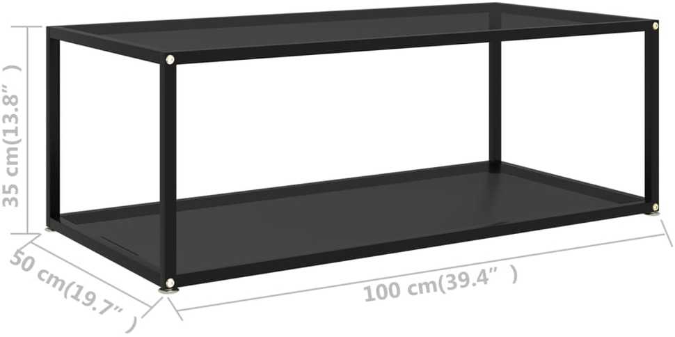 Kavos staliukas, juodas, 100x50x35cm, grūdintas stiklas