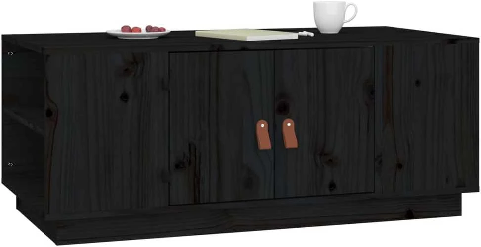 Kavos staliukas, juodas, 100x50x41cm, pušies medienos masyvas