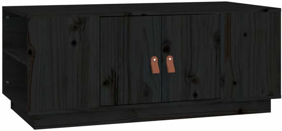 Kavos staliukas, juodas, 100x50x41cm, pušies medienos masyvas