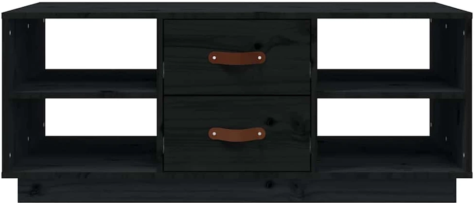 Kavos staliukas, juodas, 100x50x41cm, pušies medienos masyvas