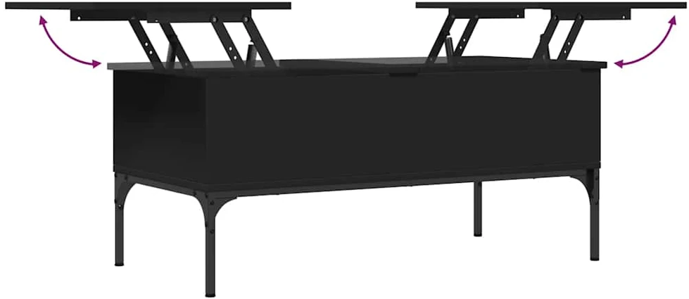 Kavos staliukas, juodas, 100x50x45cm, apdirbta mediena/metalas