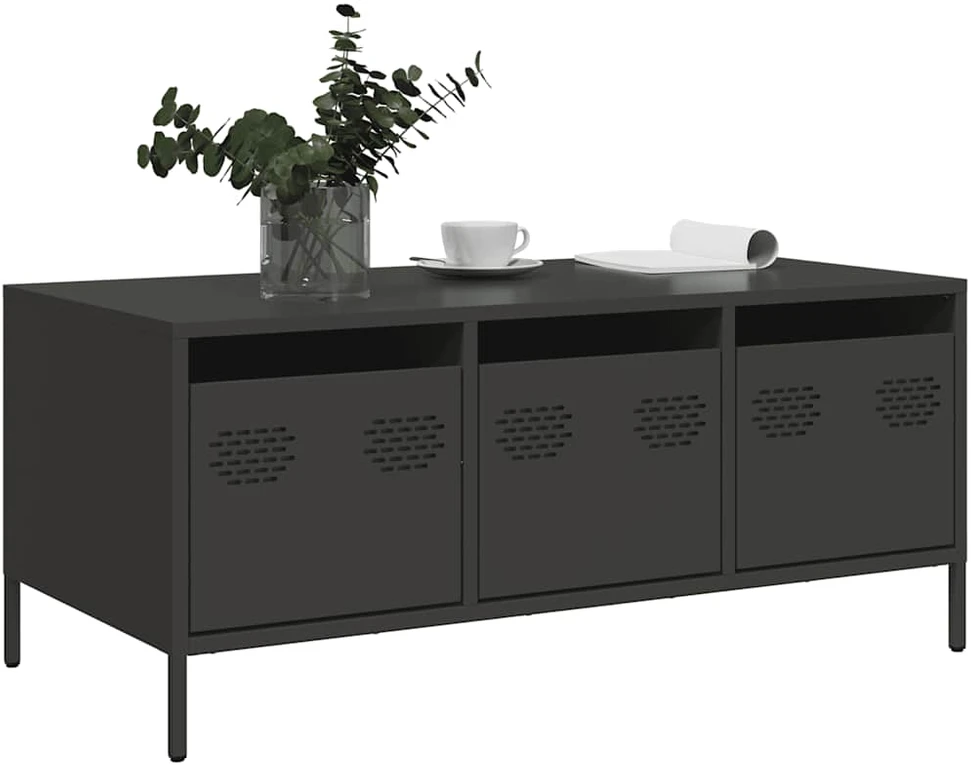 kavos staliukas juodas 101,5x50x43,5cm šaltai valcuotas plienas