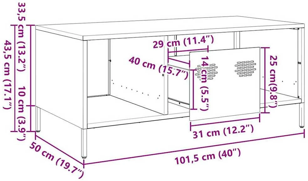 kavos staliukas juodas 101,5x50x43,5cm šaltai valcuotas plienas