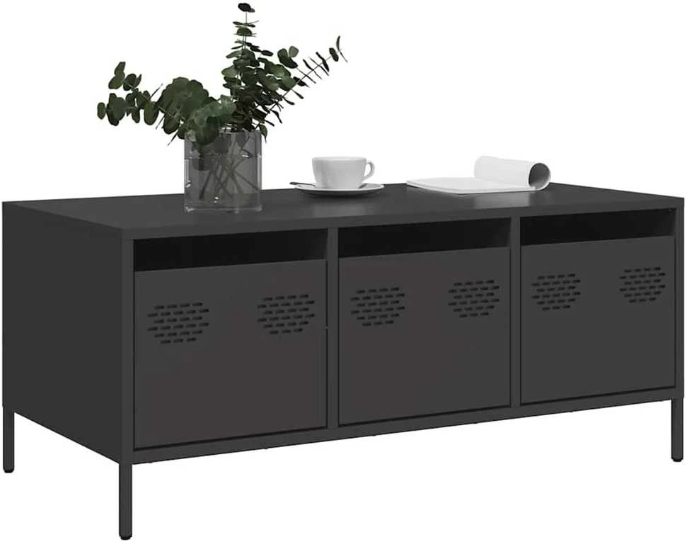kavos staliukas juodas 101,5x50x43,5cm šaltai valcuotas plienas