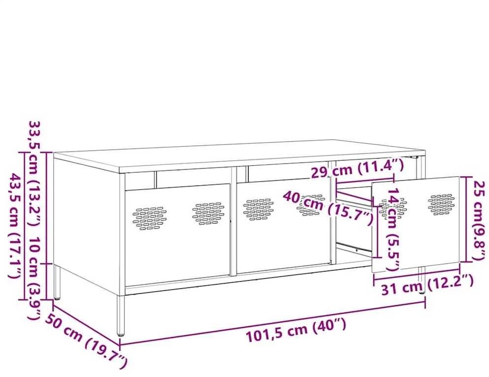 kavos staliukas juodas 101,5x50x43,5cm šaltai valcuotas plienas