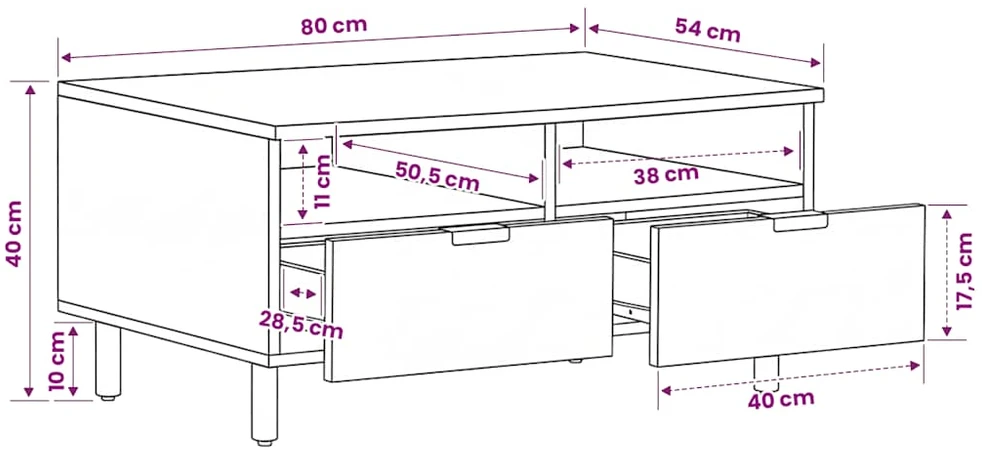 kavos staliukas juodas 80x54x40 cm Engineered Wood