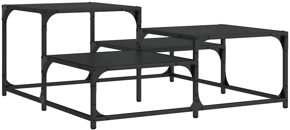 Kavos staliukas, juodas, 87,5x87,5x40cm, apdirbta mediena