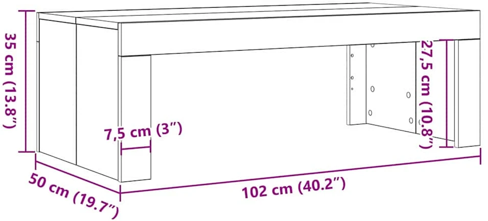 Kavos staliukas Juodas ąžuolas 102 x 50 x 35 cm