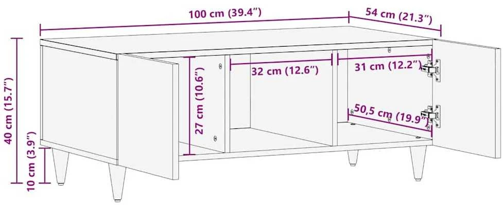 Kavos staliukas Juodas ir auksinis 100 x 54 x 40 cm