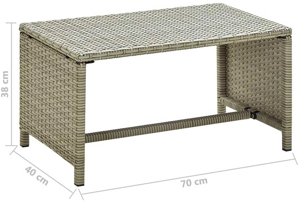 Kavos staliukas, kreminis, 70x40x38cm, poliratanas