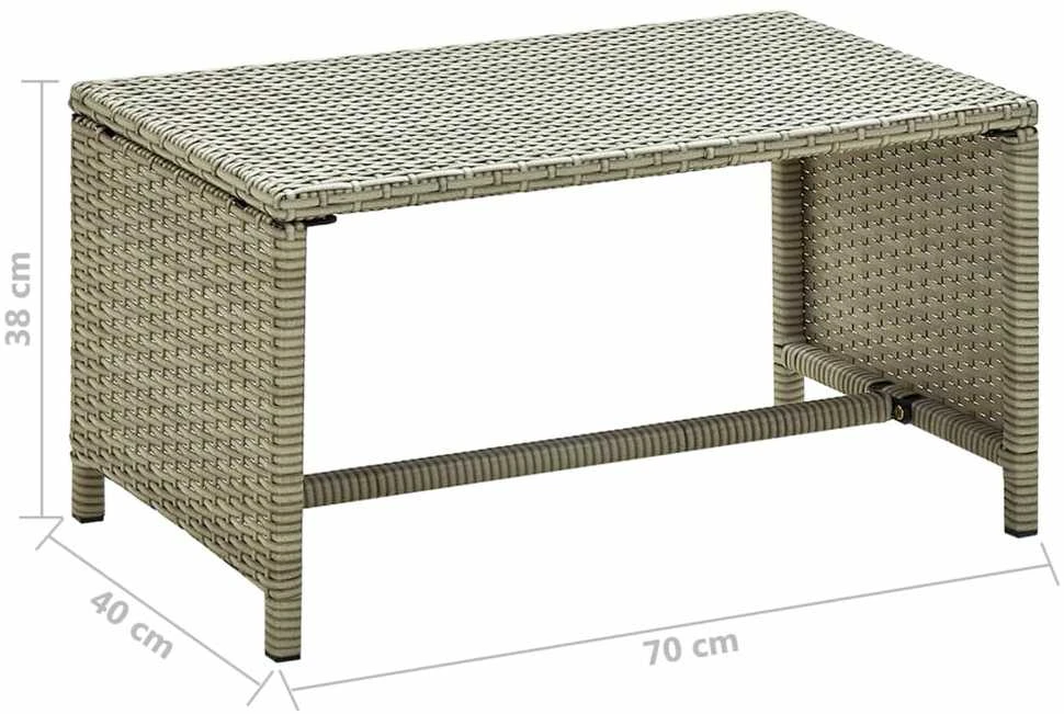 Kavos staliukas, kreminis, 70x40x38cm, poliratanas