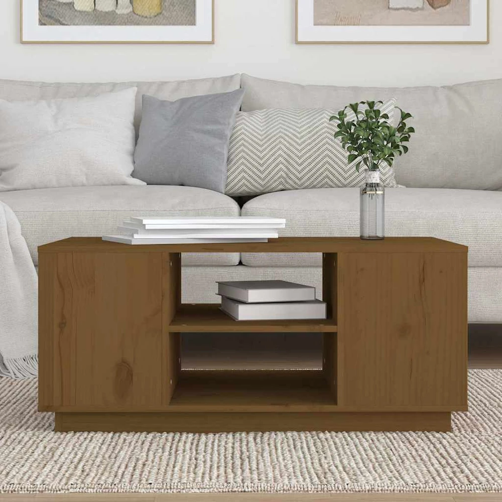 Kavos staliukas, medaus rudas, 90x49x40,5cm, pušies masyvas