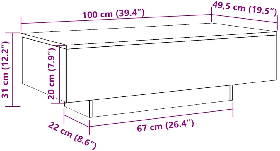 Kavos staliukas, medienos, 100x49,5x31cm, apdirbta mediena