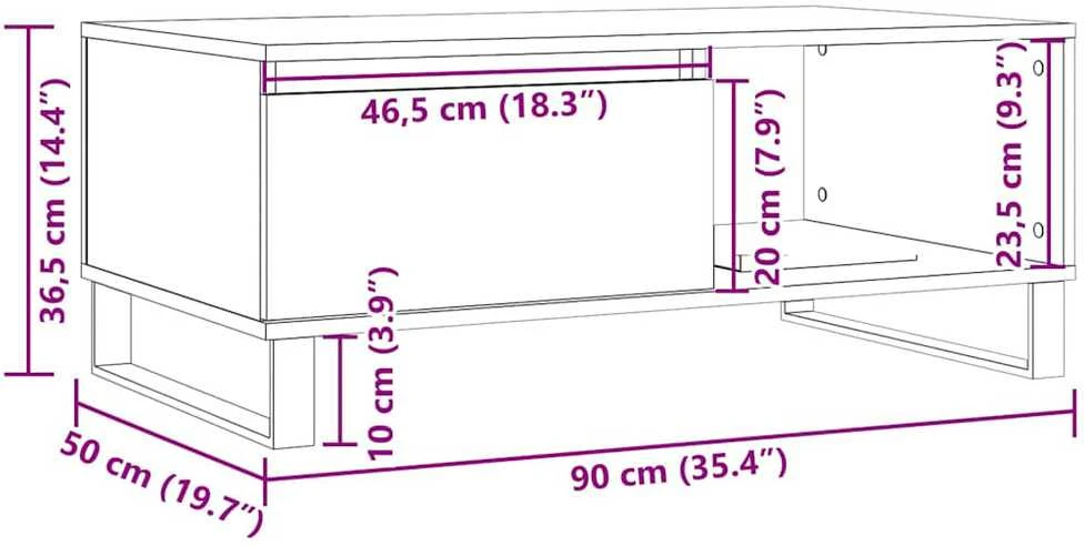 Kavos staliukas, medienos, 90x50x36,5cm, apdirbta mediena