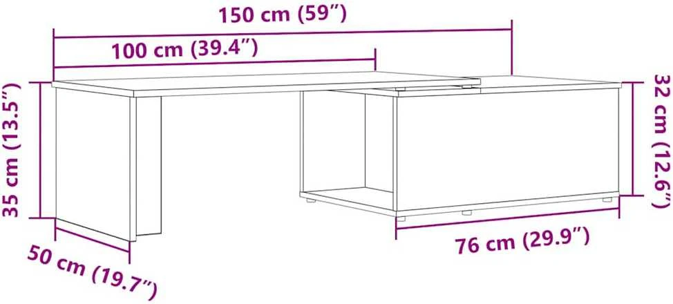 Kavos staliukas Old Wood 150x50x35 cm Inžinierinė mediena