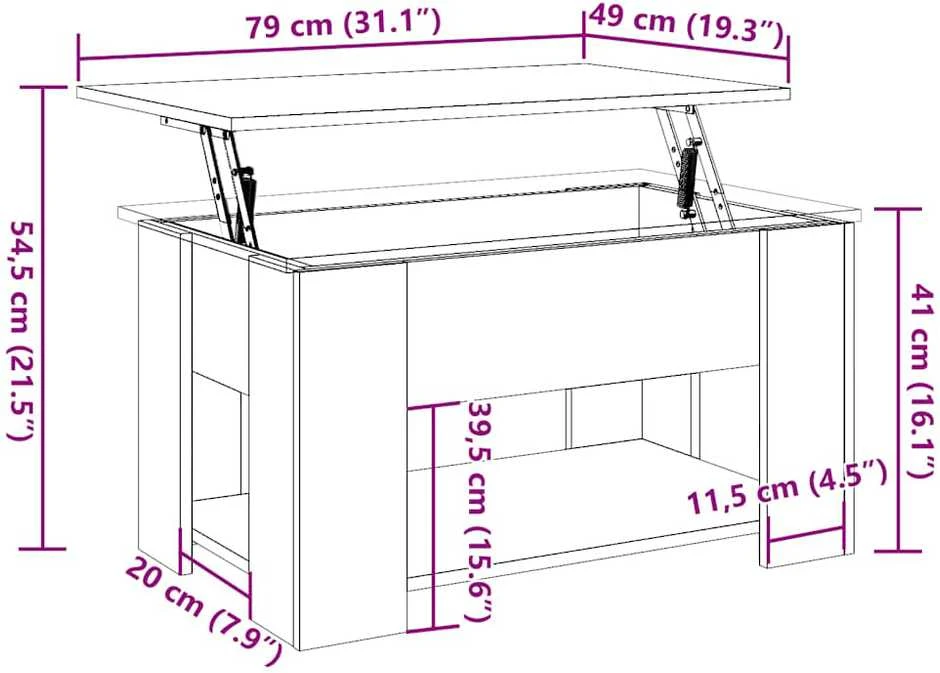 kavos staliukas Old Wood 79x49x41 cm Engineered Wood