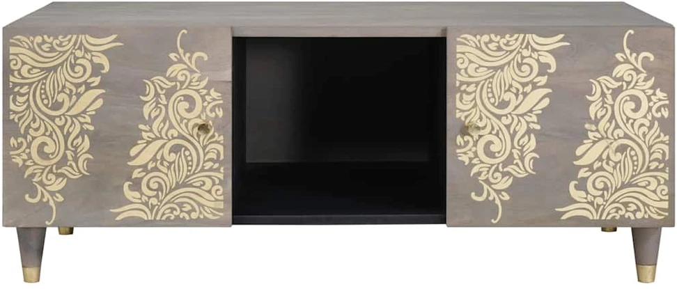 Kavos staliukas Pilka 100 x 54 x 40 cm Kietas mango medis