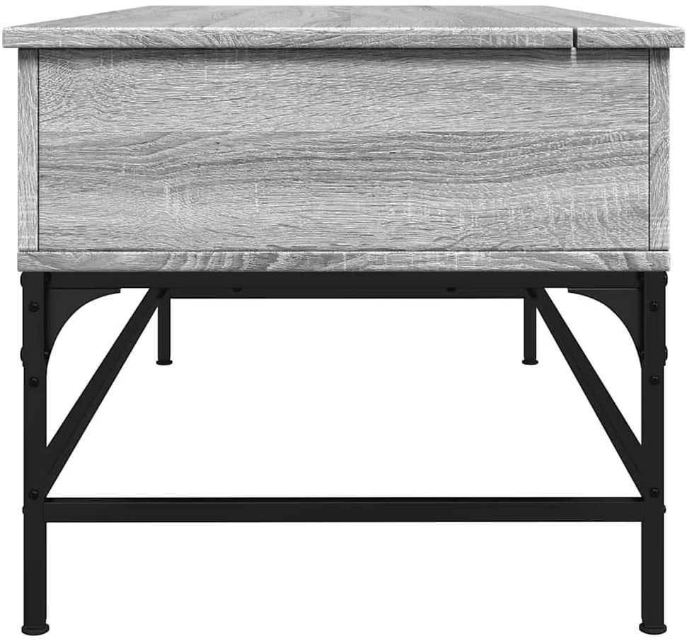 Kavos staliukas, pilkas ąžuolo, 100x50x45cm, mediena ir metalas
