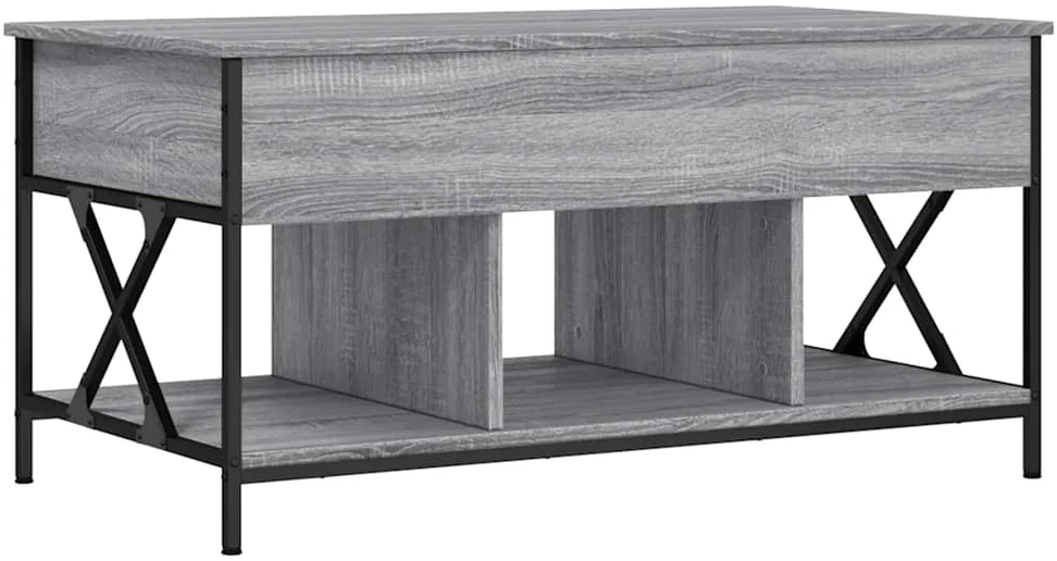 Kavos staliukas, pilkas ąžuolo, 100x55x50cm, mediena ir metalas