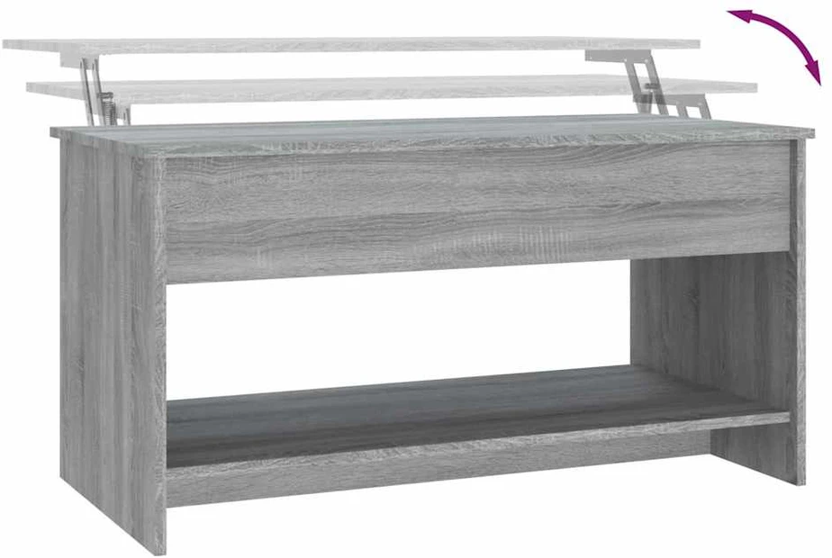 Kavos staliukas, pilkas ąžuolo, 102x50x52,5cm, apdirbta mediena