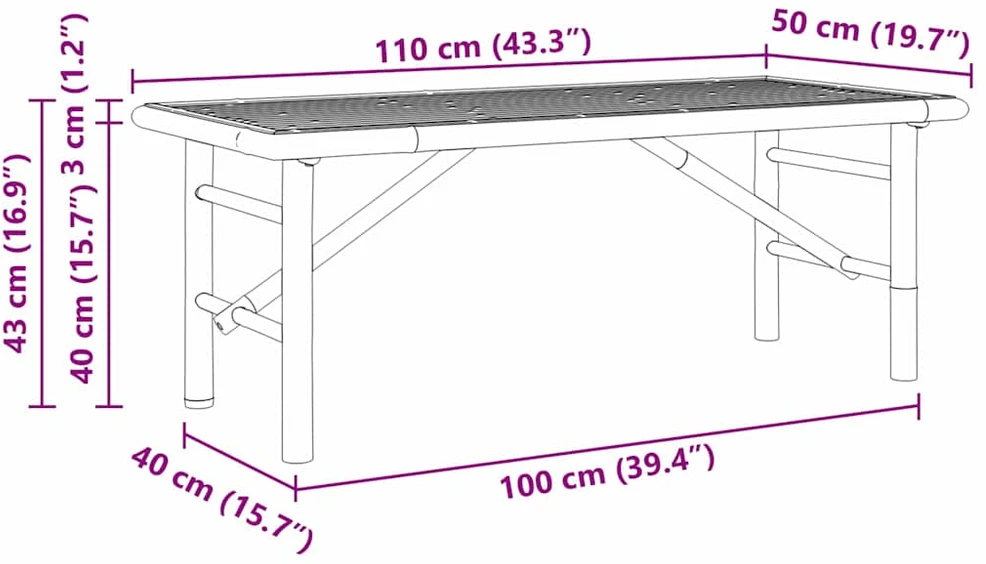 Kavos staliukas Ruda 110 x 50 x 43 cm bambukas