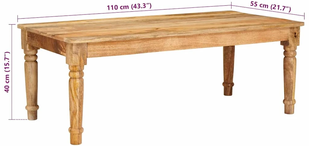 Kavos staliukas Ruda 110 x 55 x 40 cm Kietas mango medis